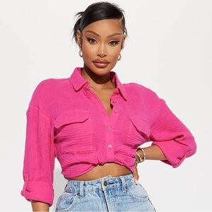 Crop button up shirt